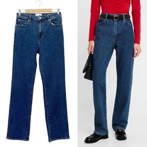 FRAME The Ruler Straight Leg Jeans in Written Blue Wash Size 29 High Rise Denim